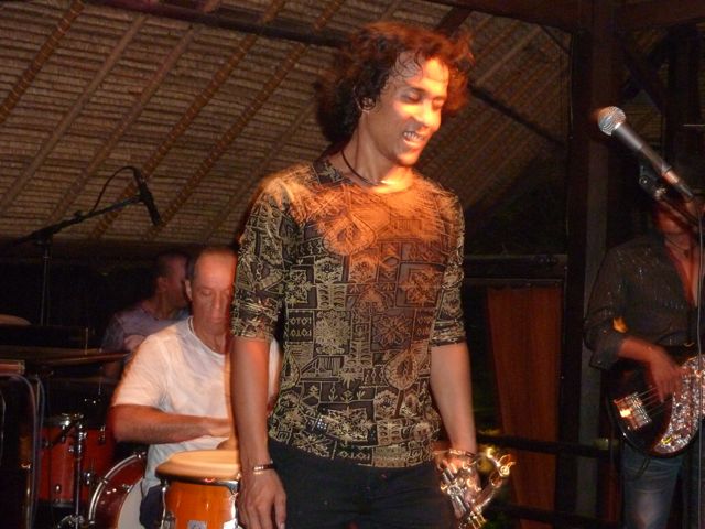 Playing cold at a hot gig in Bali, Indonesia