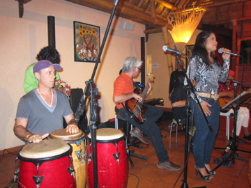 Playing congas with the band