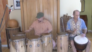 Manito Endorsee Jeff Holland on Manito Maple congas. Michael P (author) joins him on a Manito Mule Skin djembe