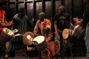 Getting down drumming with the masters!