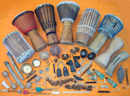 Different types of percussion instruments