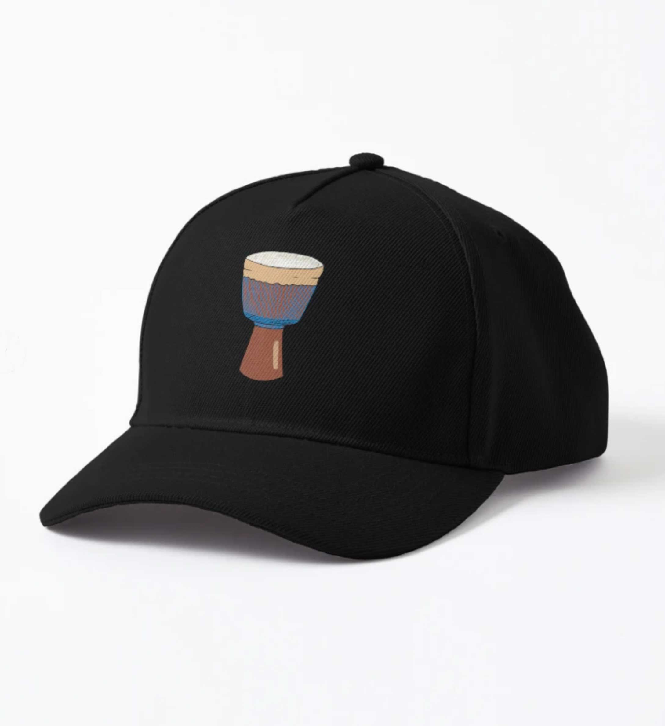 Black baseball cap with djembe image